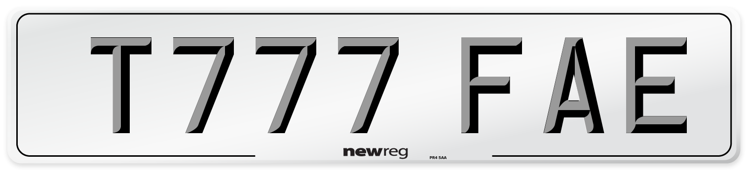 T777 FAE Number Plate from New Reg